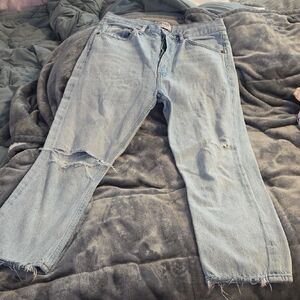 Agolde Light Blue Distressed Jeans (Riley)